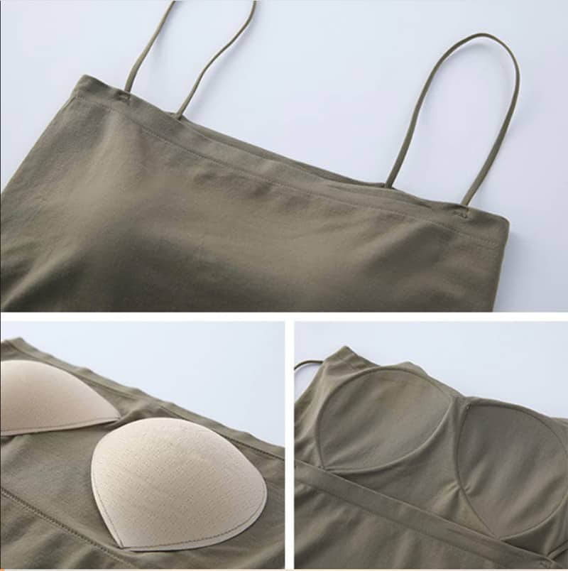 NoBra™ 2er Pack Leichtes Unterhemd mit Bügellosem BH und Spaghettiträger Basic für 40-65 KG von HalloBH